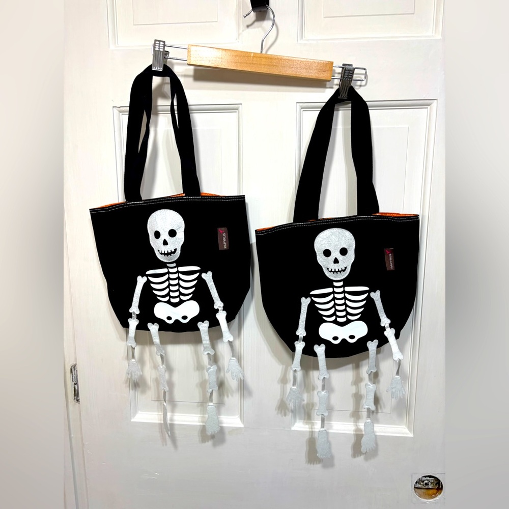 TWO Papyrus Skeleton Halloween Tote Trick or Treat Bag